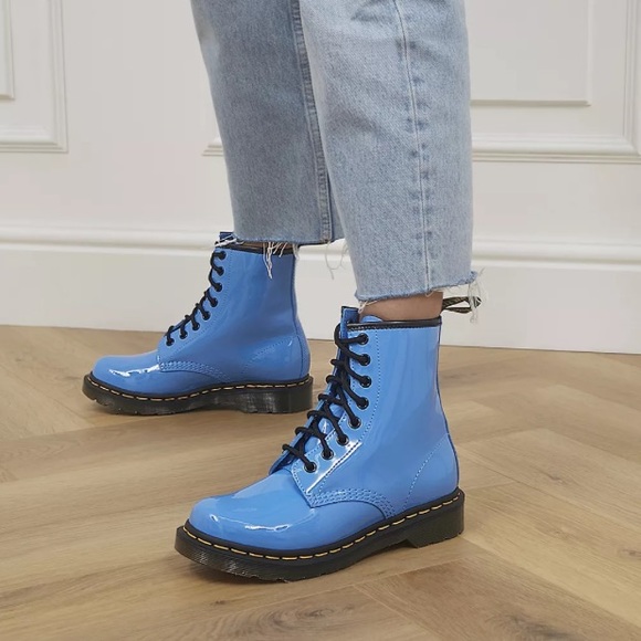 Dr. Martens Shoes - New Dr. Martens 1460 8 Eye Lamper Patent in Sky Blue, Size 7